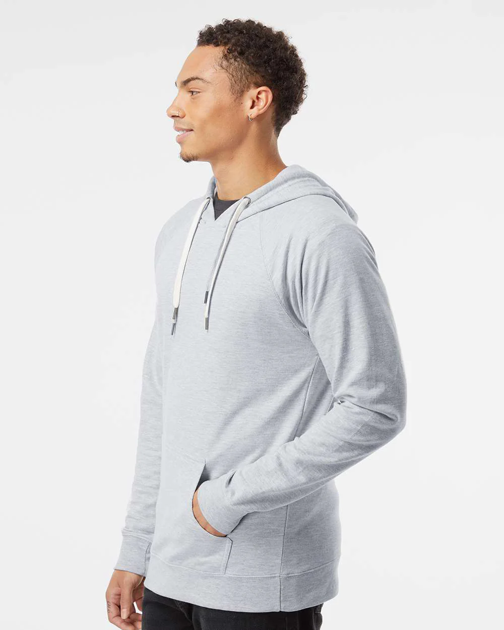Unisex Lightweight Loopback Terry Hooded Pullover - Image 11