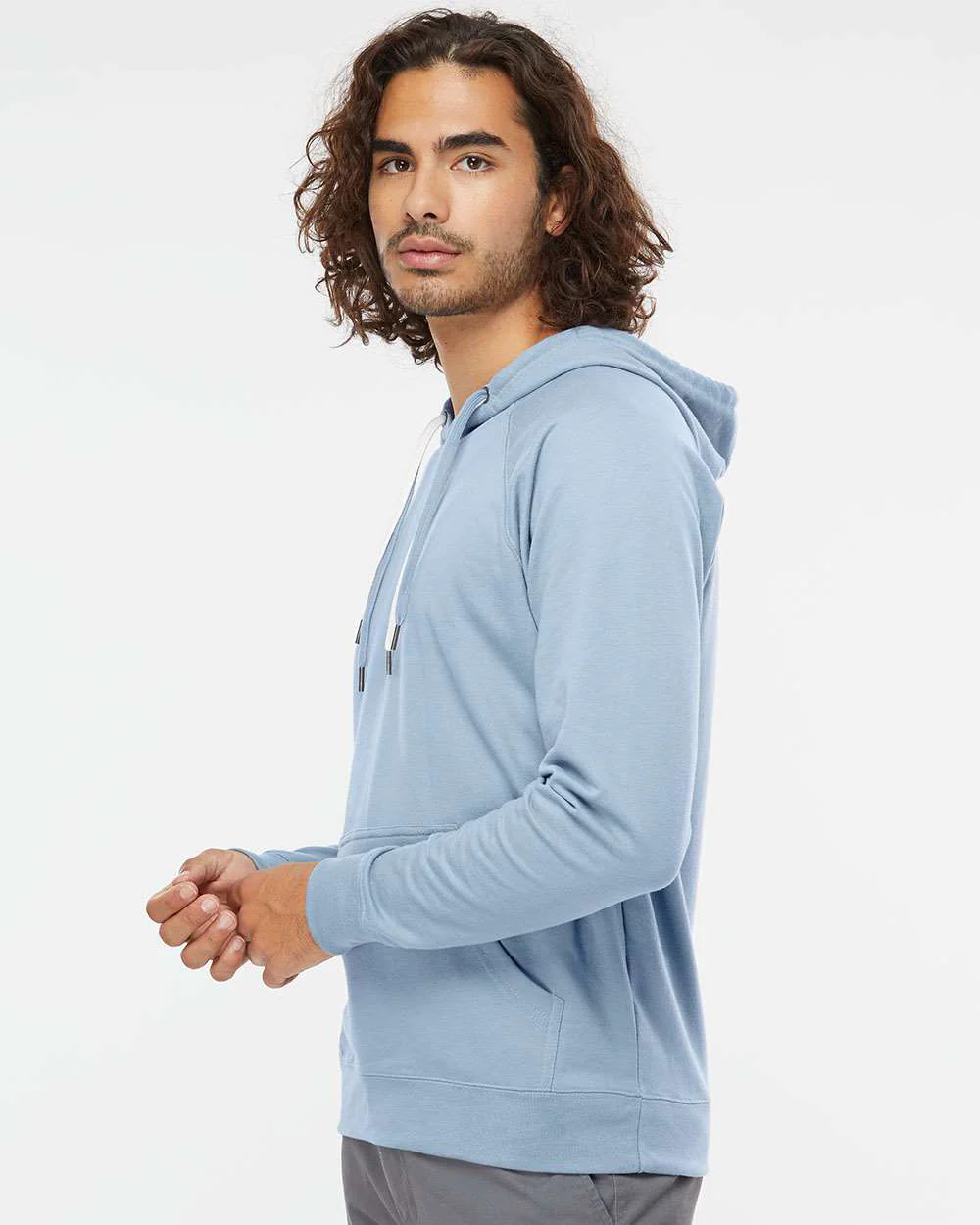 Unisex Lightweight Loopback Terry Hooded Pullover - Image 59