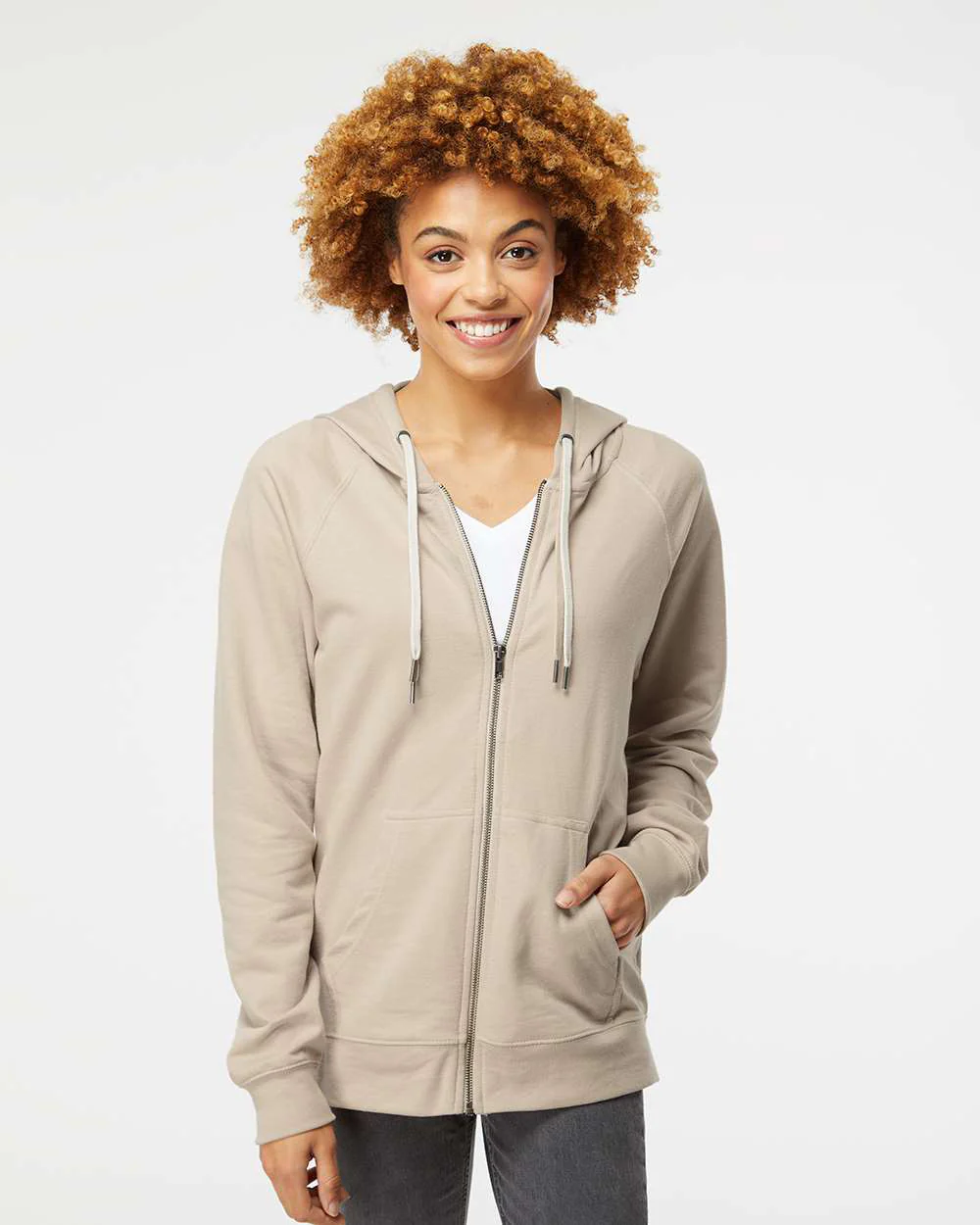 Unisex Lightweight Loopback Terry Zip Hood - Image 49