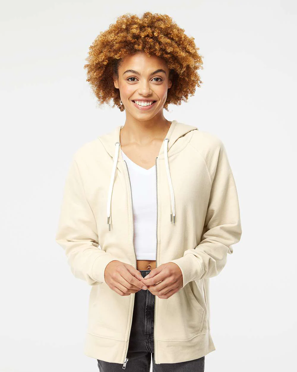 Unisex Lightweight Loopback Terry Zip Hood - Image 55