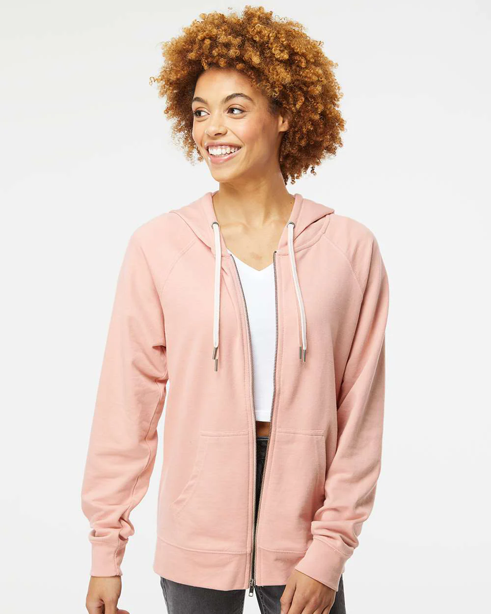 Unisex Lightweight Loopback Terry Zip Hood - Image 61